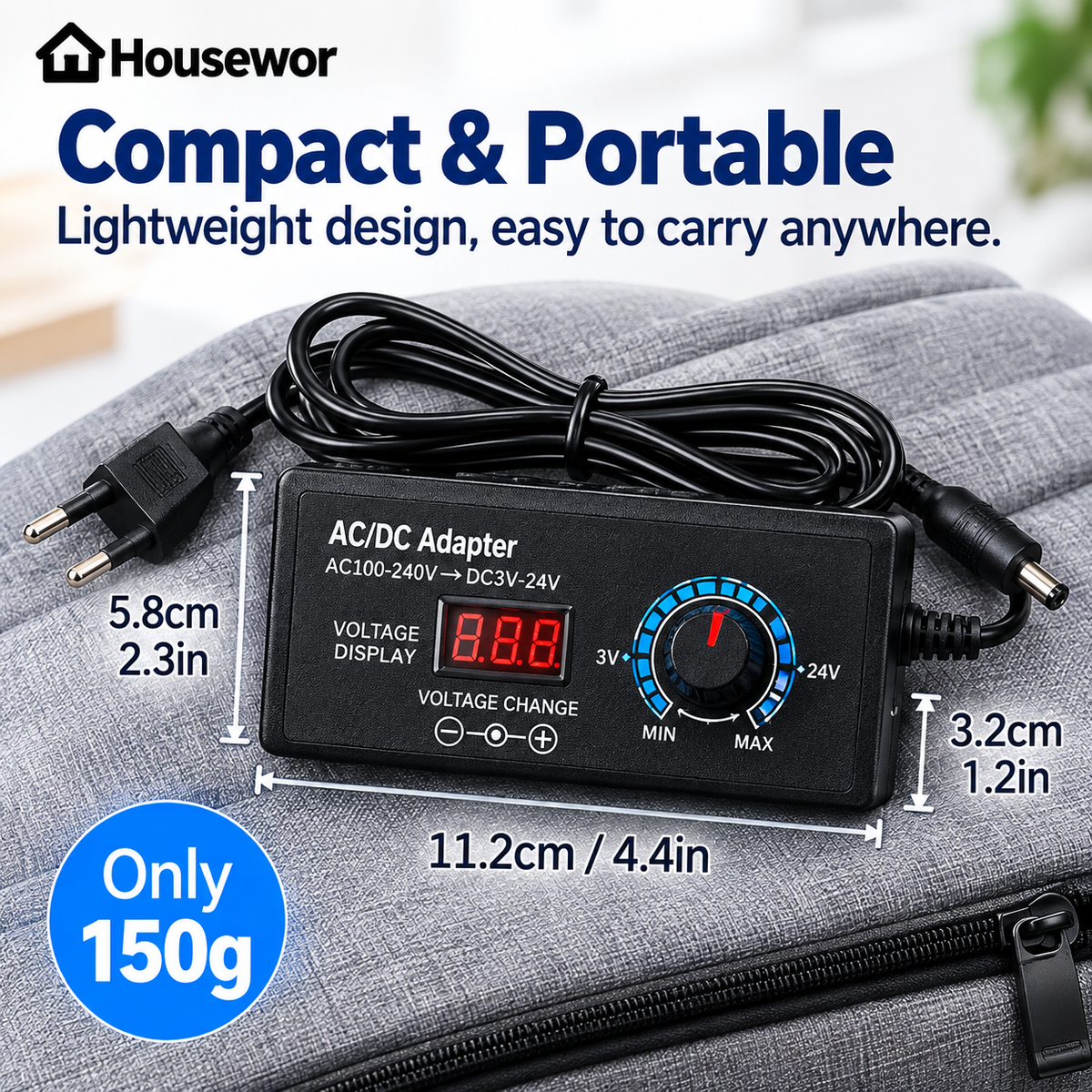 Adjustable 3V-24V 3A Universal AC/DC Power Adapter