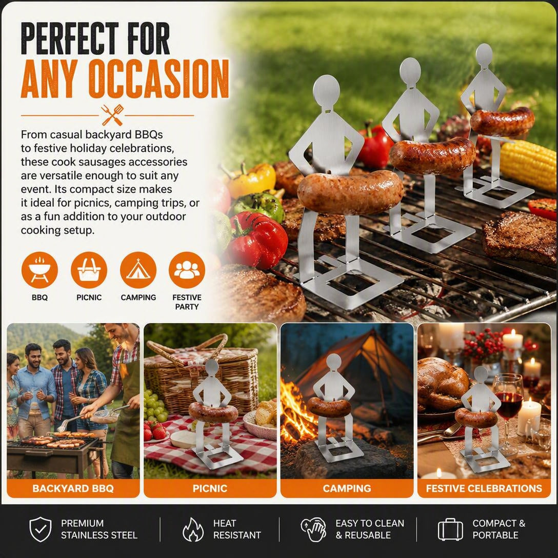 Funny Stainless Steel BBQ Sausage Holder