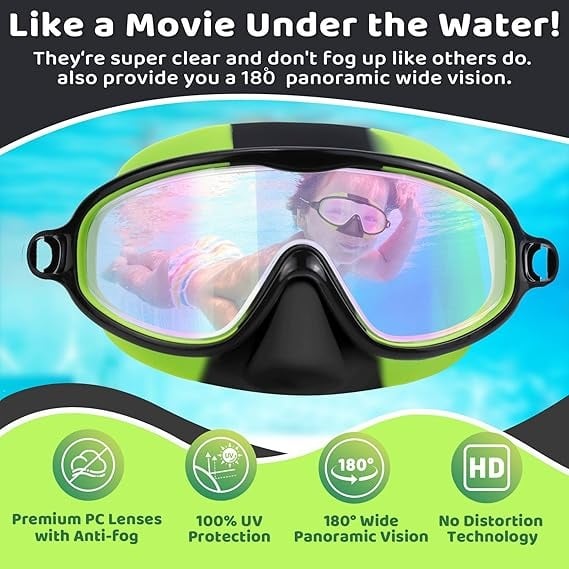 🏊‍♀️Último día, 2x1 en la compra de gafas de natación HD infantiles con marco grande, impermeables y antivaho.🏊‍♀️