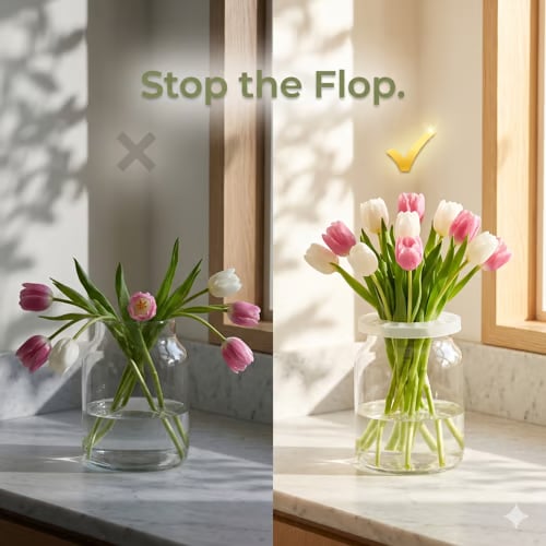 🌸🔥Reusable Silicone Flower Arranging Grid, Stretches Over The Rim of Vase, Self-Grips to Glass, for Easy Flower Arranging.