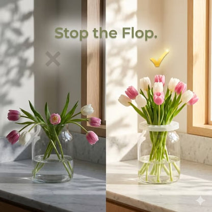 🌸🔥Reusable Silicone Flower Arranging Grid, Stretches Over The Rim of Vase, Self-Grips to Glass, for Easy Flower Arranging.