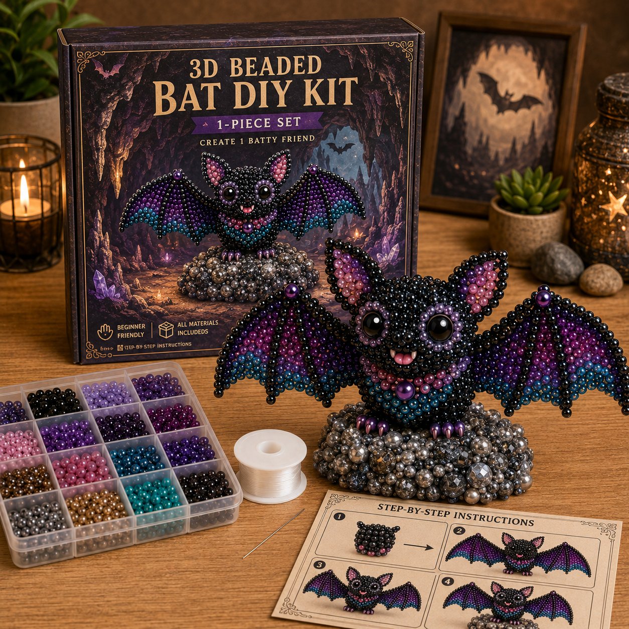 🔥🧵✨ Kit DIY de Animales con Cuentas 3D Pequeños (Producto sin terminar)