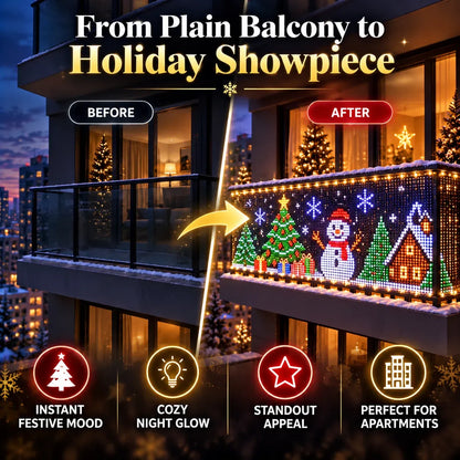 🎄Christmas Early Sale 60% OFF 💡Smart RGB Pixel Curtain Lights – App-Controlled Animated Holiday Display for Balcony & Window Decor