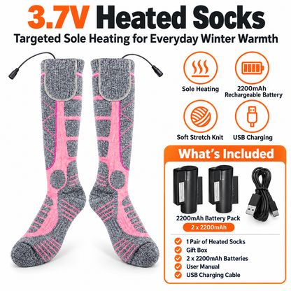 🔥 Rechargeable Heated Socks | 3 Heat Levels with Targeted Sole Warmth & 2 × 2200mAh Batteries ❄️