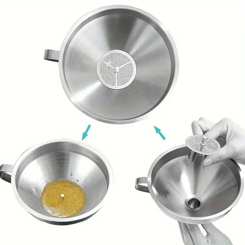 304 Stainless Steel Multi Size Kitchen Funnel Set with Filter