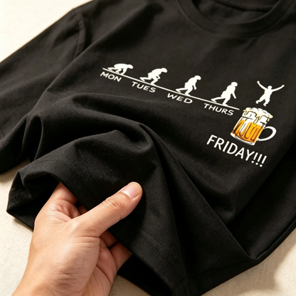 🍻 Weekday Mood Beer Graphic Tee | Funny Working Week Humour Shirt For Pub & Weekend Lovers