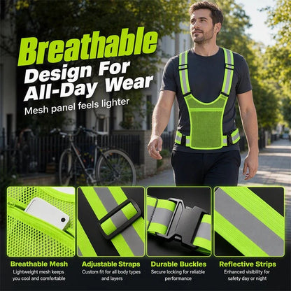 🔥High Visibility Reflective Vest Adjustable Safety Running Gear with Pocket