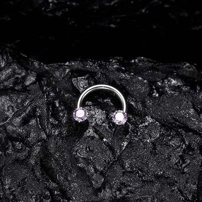 💖Zirconia Horseshoe Ring with Threaded Gems for Piercings