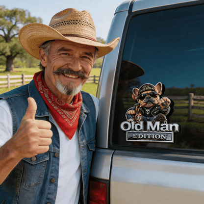 🚗 Funny Old Man Edition Vehicle Badge — Perfect Father's Day & Birthday Gift for Dad, Grandpa, Husband, Truck & SUV Owners