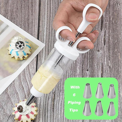 🥳2026 HOT SALE🥳💞50K+ SOLD! 🧁 Complete Frosting Piping Kit – 18 stainless steel tips & nozzles, cake injector included. Decorate inside & out – perfect for cupcakes, donuts & deviled eggs! 🎨🛠️