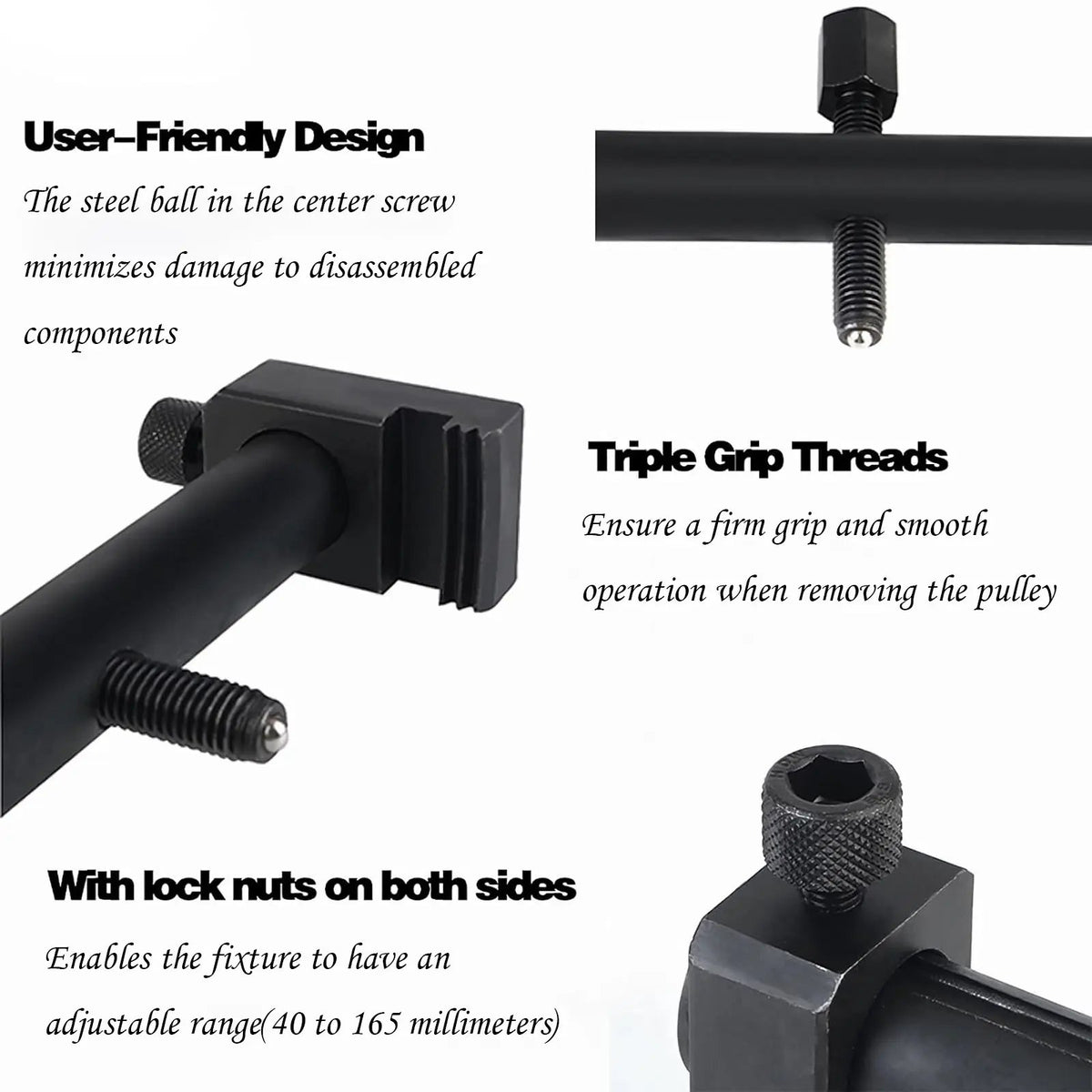 Universal Ribbed Drive Pulley Crankshaft Remover Tool Adjustable Puller for A/C Unit Water Pumps Automotive