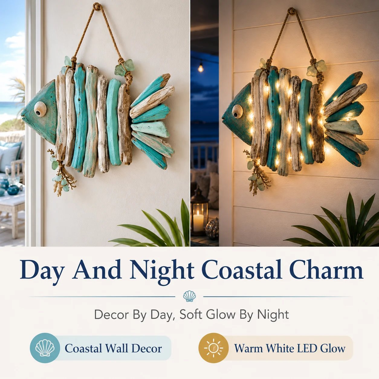 Handcrafted LED Coastal Fish Wall Art