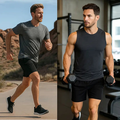 Paquete de 3 shorts deportivos para hombre 2 en 1 de secado rápido, elásticos, con forro interior