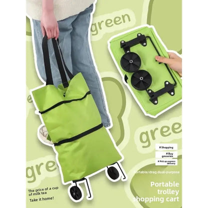 2-in-1 Foldable Shopping Cart Lightweight with Wheels