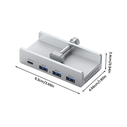 Aluminum Clip-on USB 3.2 Desktop Hub