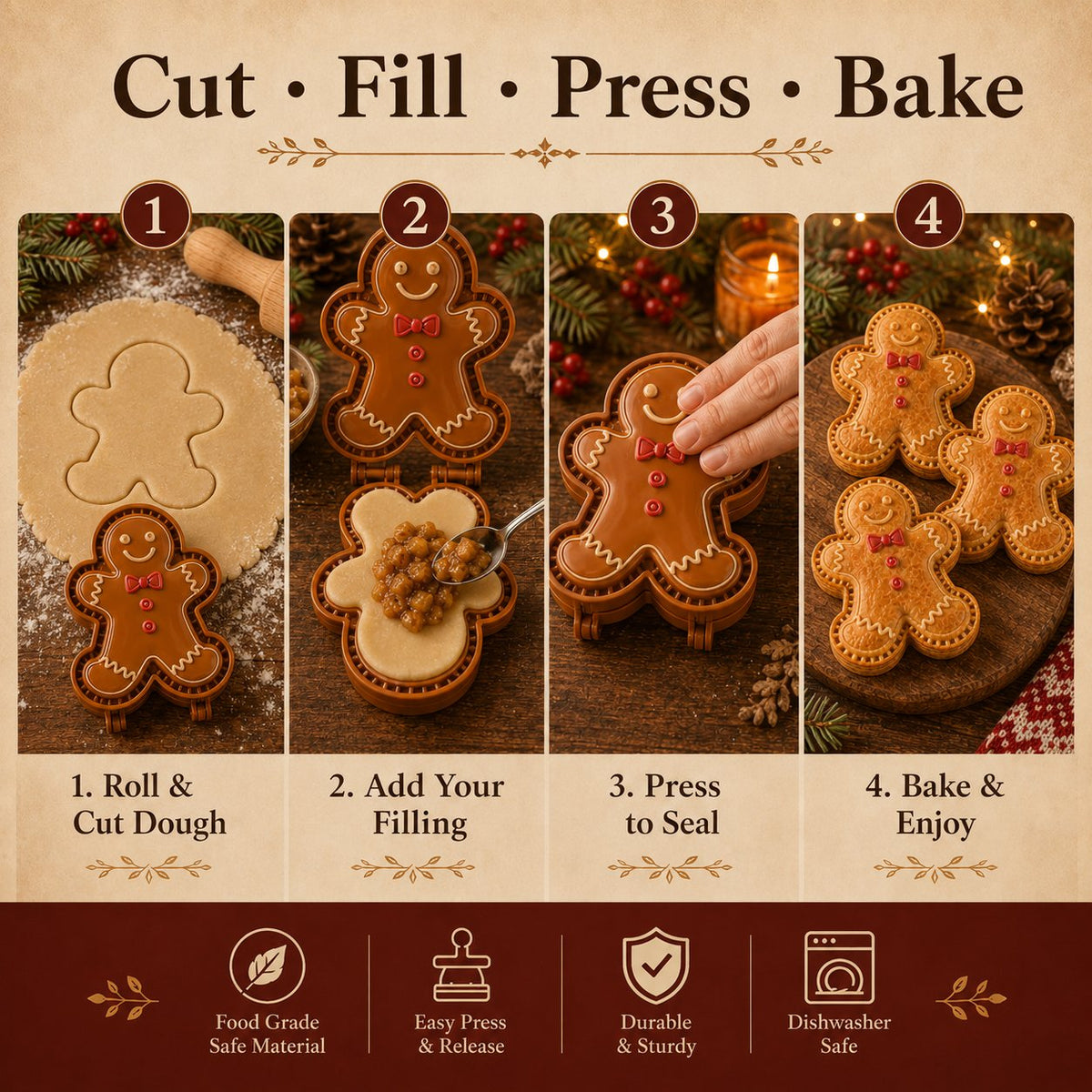 🔥Only $7.99 Last Day Promotion!✨ 🎄16-Design Christmas Mini Pie Mold Collection 🥧