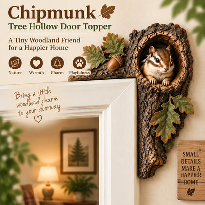 ⏰Limited Time 50% OFF 🐿️ 2D Chipmunk Tree Hollow Door Topper | Woodland Animal Doorway Decor For Cozy Nature Homes
