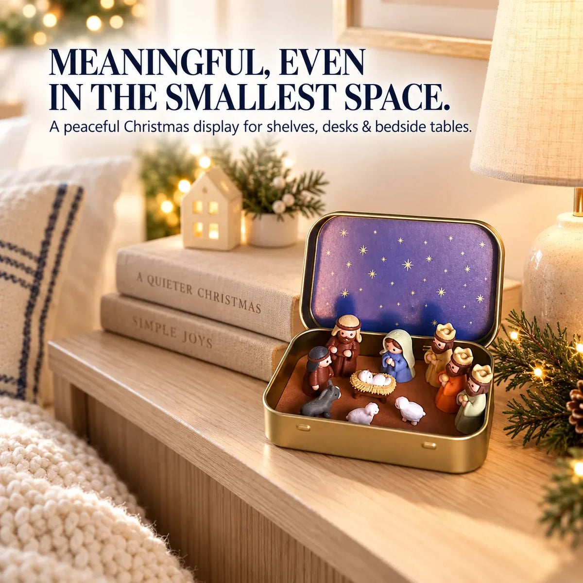 ✨ Portable Mini Nativity Scene in Keepsake Tin – Pocket-Size Christmas Manger Set