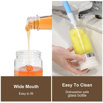 🍯12oz No-Drip Glass Honey & Syrup Dispenser – Mess-Free, Easy Pour & Perfect for Kitchen & Breakfast  ✨ 🍽️