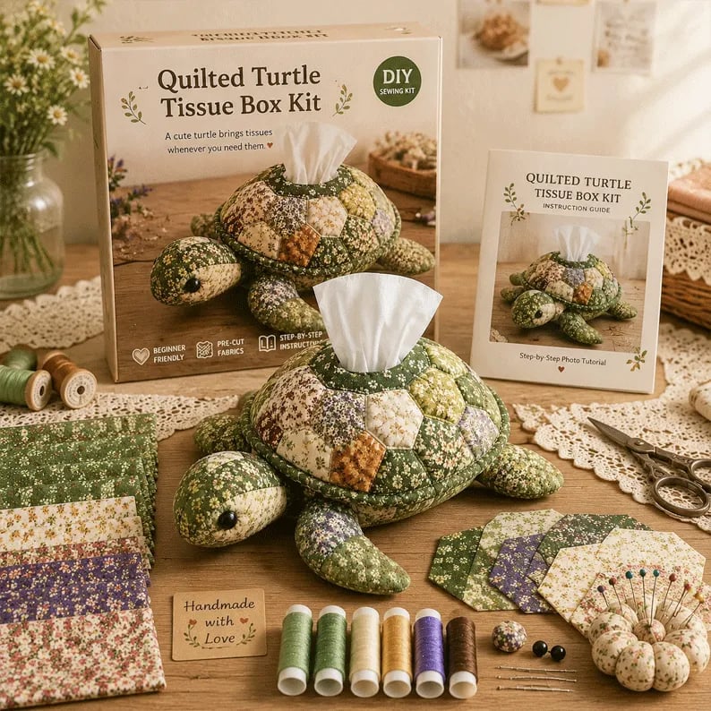 🧵 Kit de costura de caja de pañuelos con animales marinos DIY – ¡Divertidos amigos animales y oceánicos! 🌟