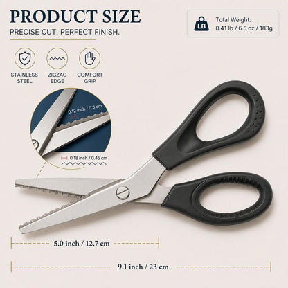Stainless Steel Pinking Shears – 9.1" Zig Zag Fabric Scissors for Sewing, Quilting, Dressmaking & DIY Crafts