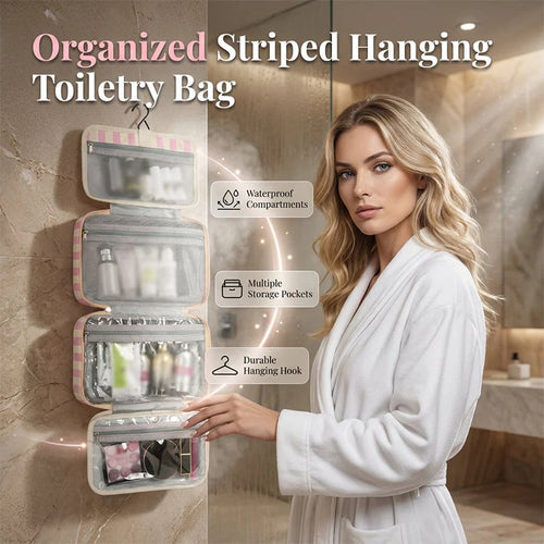 ✨Striped hanging travel toiletry bag