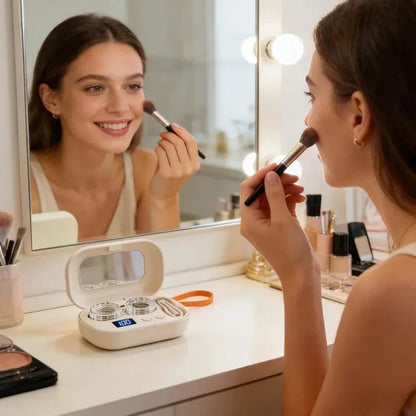 Ultrasonic Rechargeable Contact Lens Cleaner with Vanity Mirror