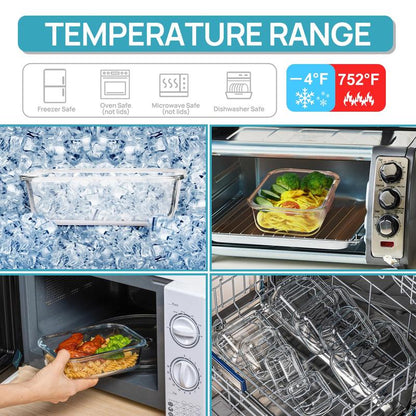 🔥18 Recipientes de Vidrio para Alimentos con Tapa🚨-Tarros de vidrio aptos para microondas, horno y congelador.