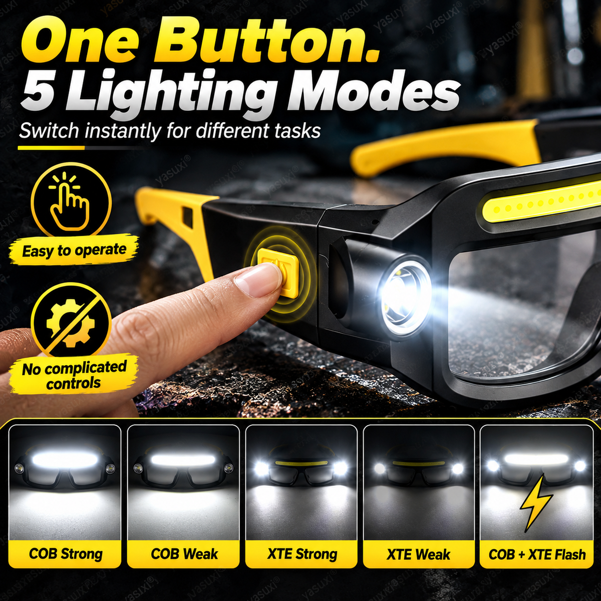 ✨Rechargeable LED head torch in glasses style