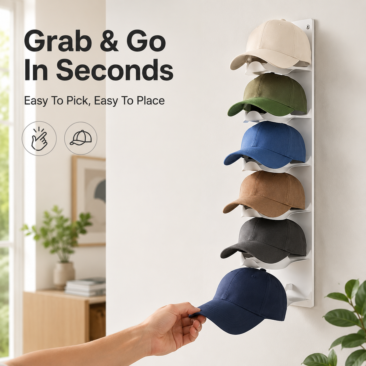 Hat Organizer for Wall 🧢 Holds 10 Hats per Rack