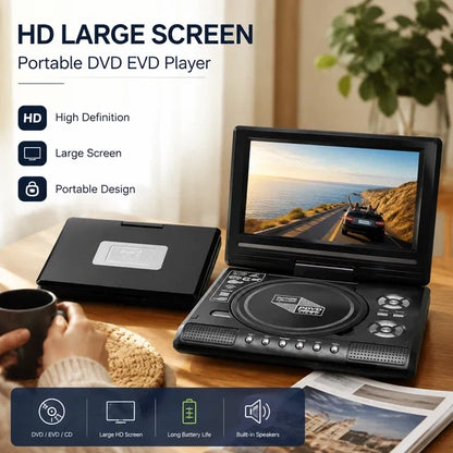 🎁Best Gift for Your Family🎉—📺 7.8' HD Portable DVD/EVD Player – Large Screen, Rechargeable & Compatible with DVD/CD/USB/SD