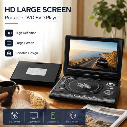 🎁Best Gift for Your Family🎉—📺 7.8' HD Portable DVD/EVD Player – Large Screen, Rechargeable & Compatible with DVD/CD/USB/SD