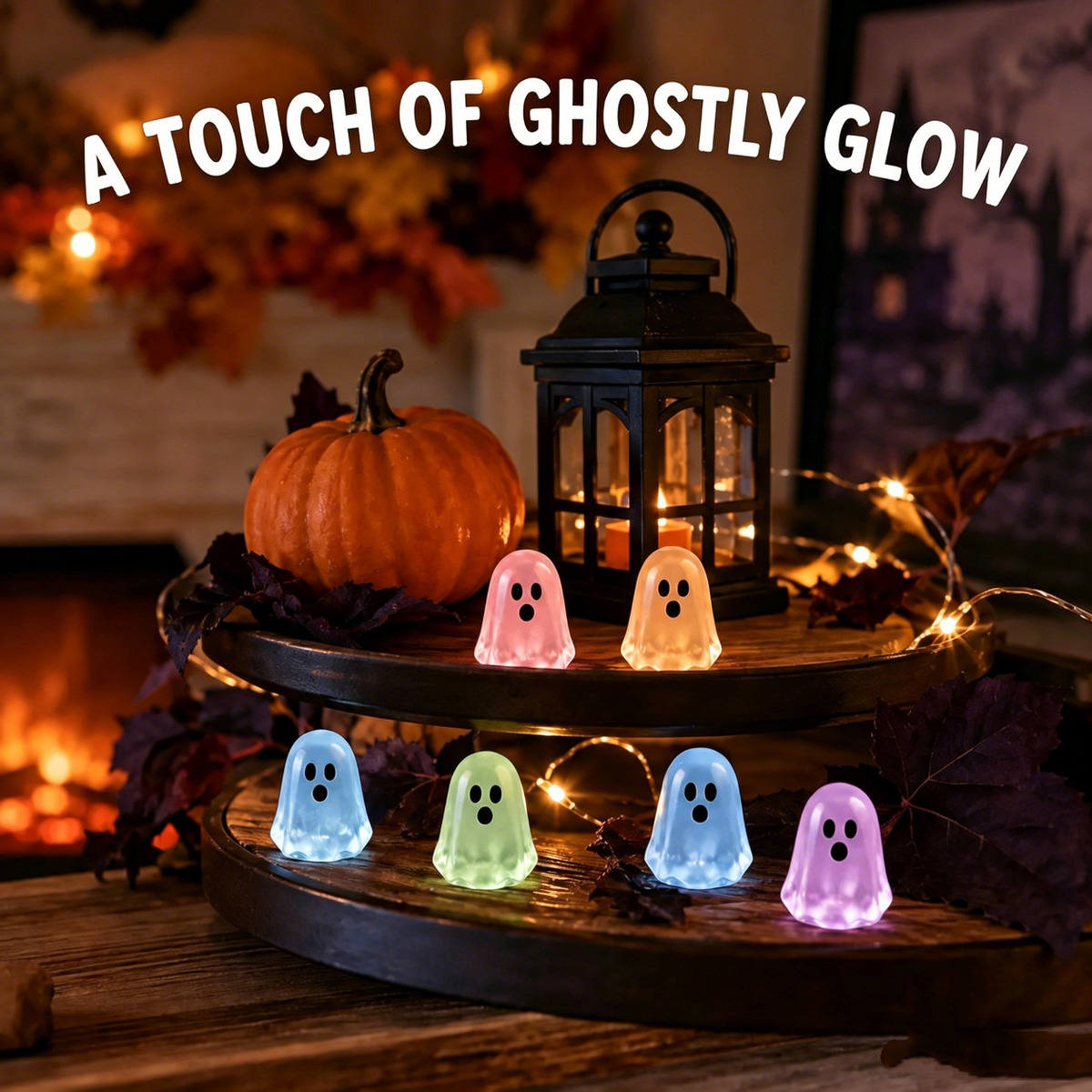👻30-piece set of cute glow-in-the-dark ghost resin beads