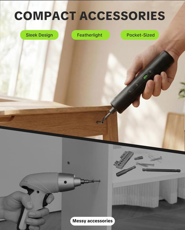 Compact Cordless Electric Screwdriver Set