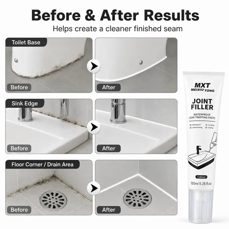 Waterproof Joint Filler for Kitchen & Bathroom, Includes Scraper
