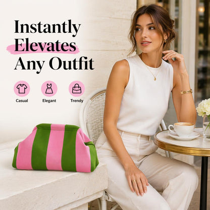 Bolso cruzado en nube a rayas y lunares de diamantes para mujer – Bolso ligero con cierre de clip para el estilo de cada día 👜