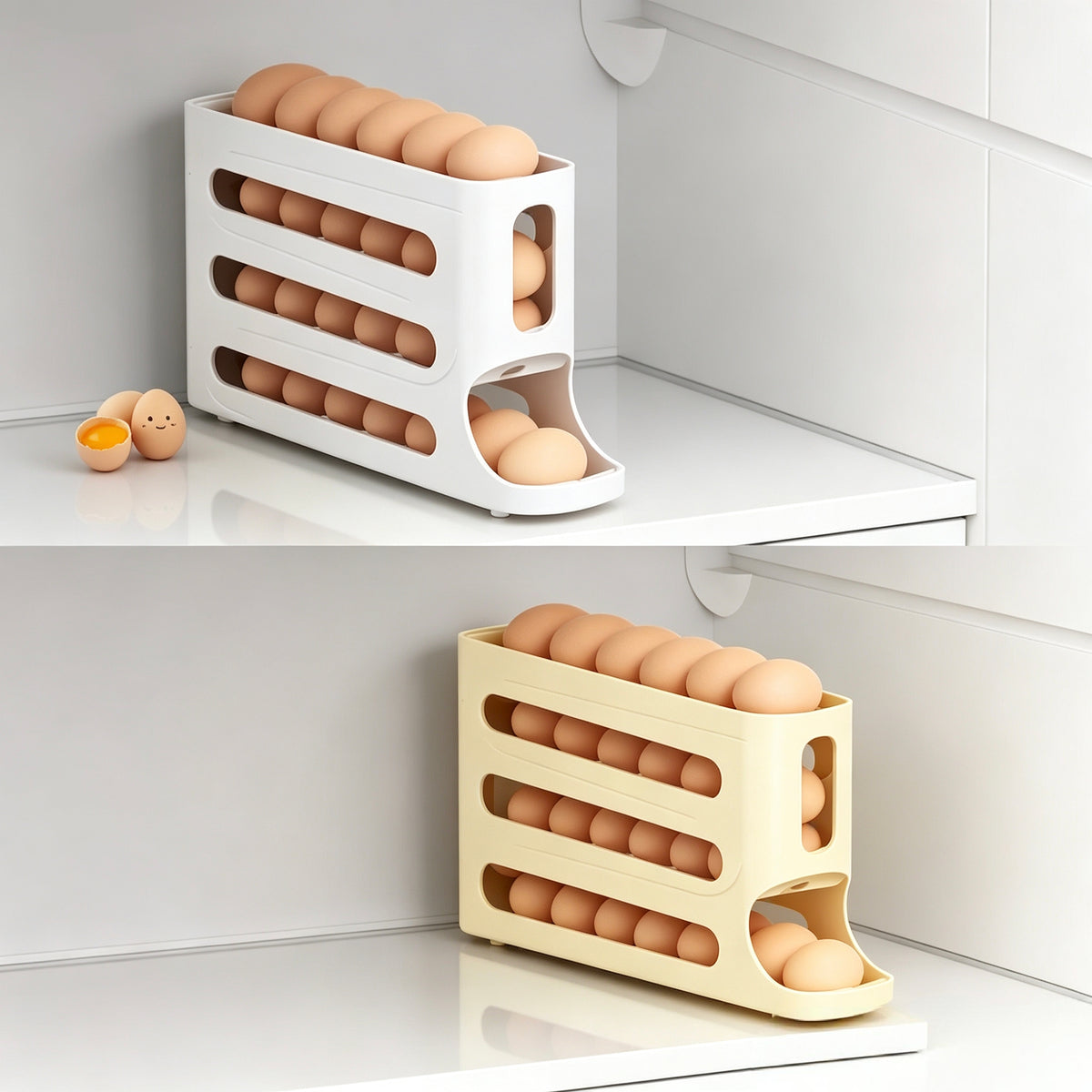 Egg Holder for Fridge, Eggs Dispenser Auto Rolling