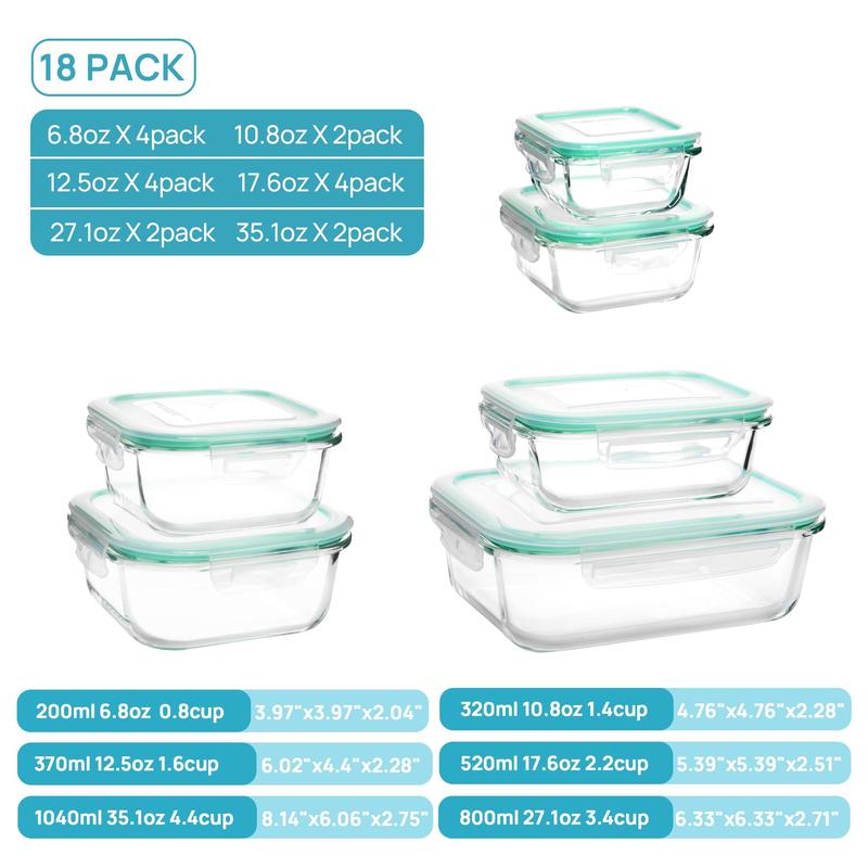 🔥18 Recipientes de Vidrio para Alimentos con Tapa🚨-Tarros de vidrio aptos para microondas, horno y congelador.
