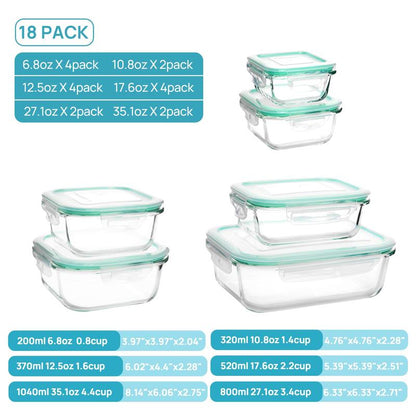 🔥18 Recipientes de Vidrio para Alimentos con Tapa🚨-Tarros de vidrio aptos para microondas, horno y congelador.