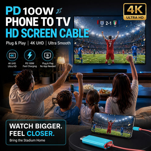 🎮 2M USB-C to HDMI Cable – 4K Display & 100W PD Charging for Switch, Phones, Tablets & Laptops