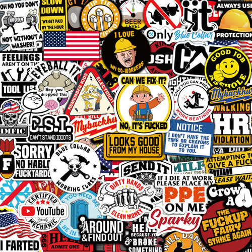 🔥2026 Summer Sale - 55Pcs Blue Collar Funny Stickers 👷‍♂️