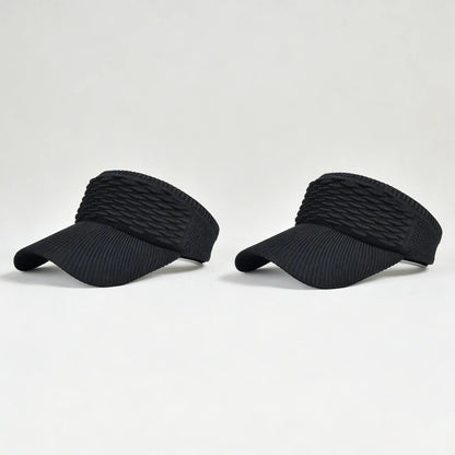 Visera solar de 2 unidades para mujer, abierta por arriba, transpirable, con protección UV y coleta alta