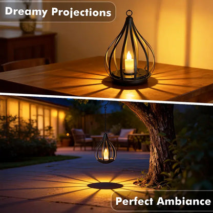 Solar Garden Lights Outdoor Metal Solar Water Drop Shape Candle Lantern