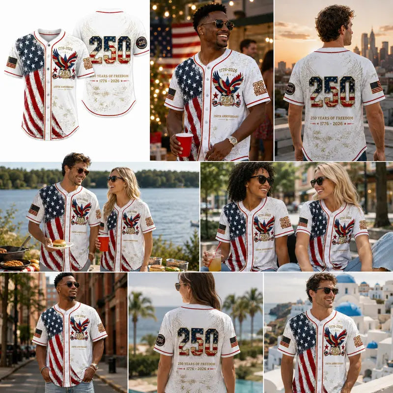 Camisa abotonada vintage del 250 aniversario con para conjuntos del 4 de julio 1776-2026