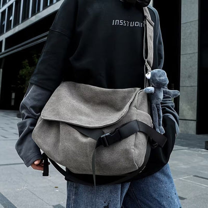 🔥 Last Day Limited Time Promotion🔥Men's Plain Canvas Crossbody Bag with Frog