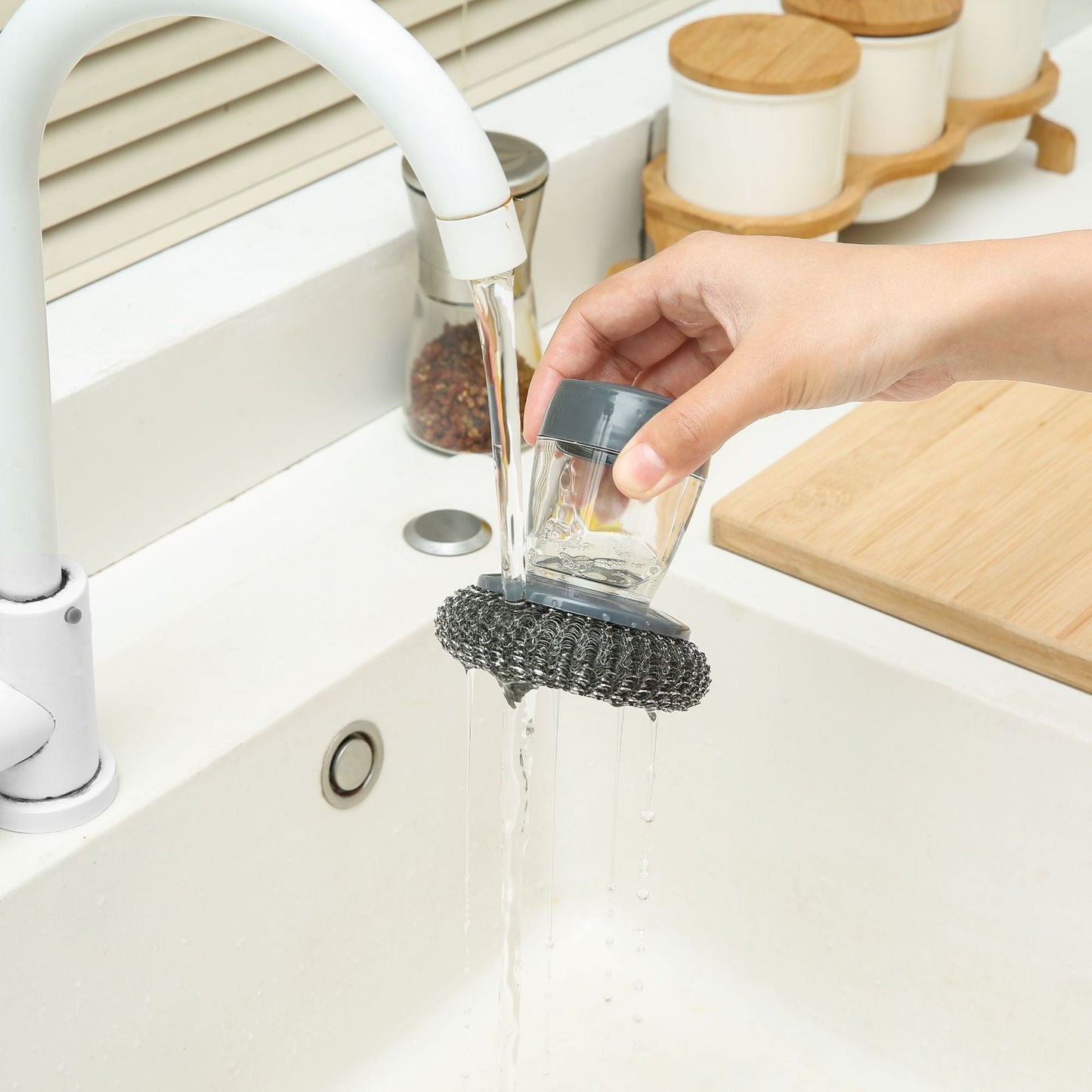 🏆Oferta Flash⚡ ¡Más de 50 mil vendidos! 🧽 Cepillo de cocina con dispensador de jabón y agarre cómodo