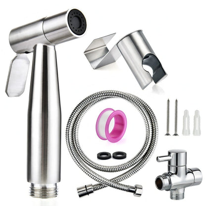 3-in-1 Adjustable Pressure Stainless Steel Nozzle,  Easy-Install Attachment for Personal Hygiene, Toilet Cleaning