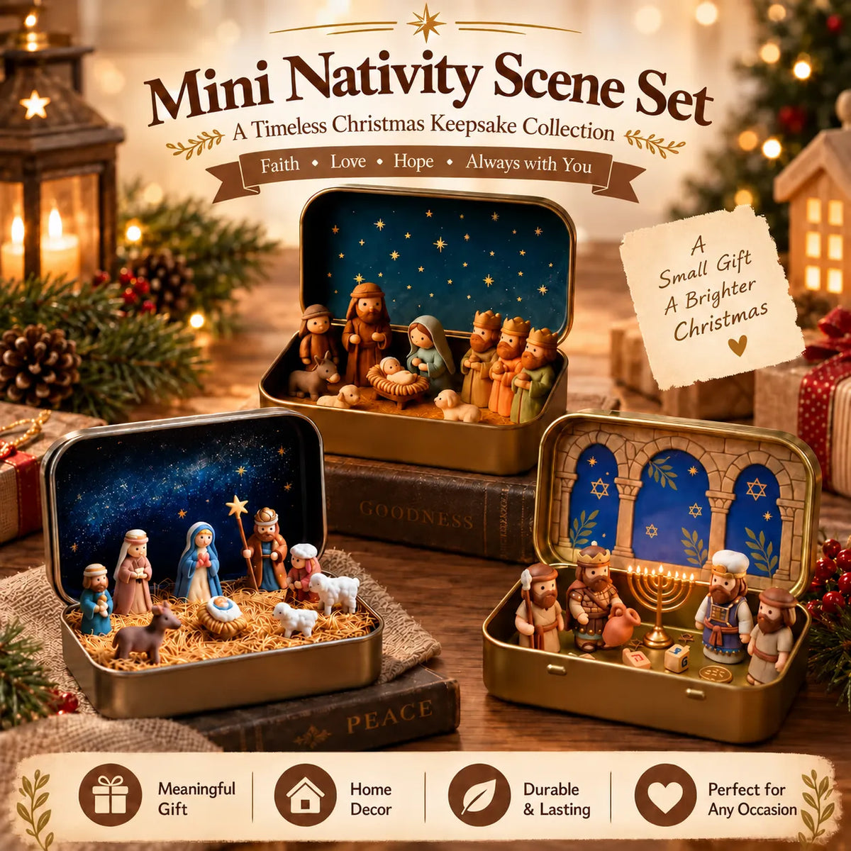 ✝️Religious Pocket-Size Mini Nativity Scene Set with Storage Box
