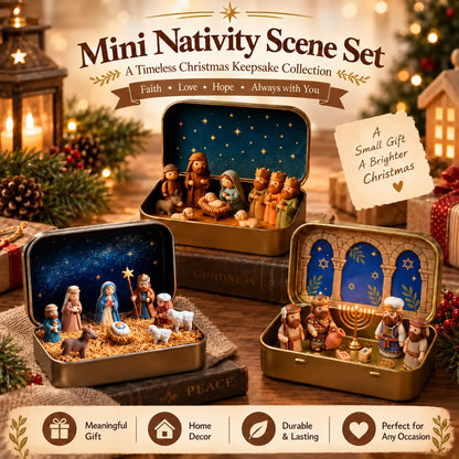 ✝️Religious Pocket-Size Mini Nativity Scene Set with Storage Box