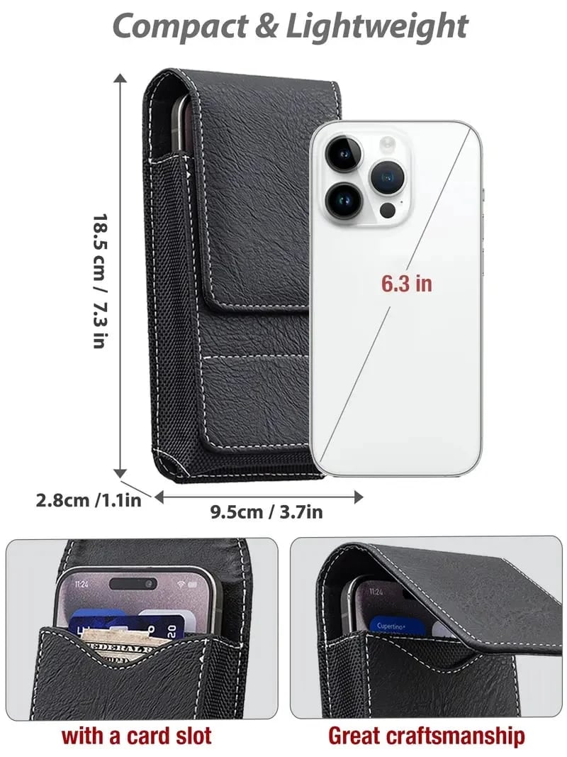 🔥Waist Belt Cell Phone Pouch 📱 Multi-Pocket Leather Holster with Card Holder